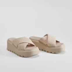 Discount Sandalia cuña chunky pala beige Mujer Sandalias Cuña