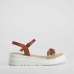 Online Sandalia cuña de piel abalorios multicolor OH GIRL Sandalias