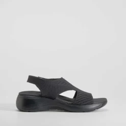 Hot Sandalia cuña Knit negra Mujer Sandalias Deportivas