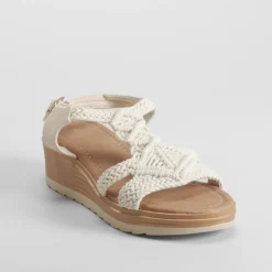 Sale Sandalia cuña macrame beige Mujer Sandalias Cuña