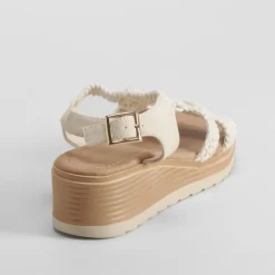 Sale Sandalia cuña macrame beige Mujer Sandalias Cuña