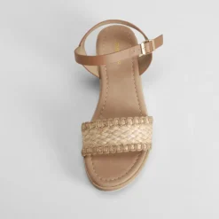 Sandalia cuña media marrón Mujer Sandalias Cuña