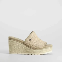 Outlet Sandalia cuña pala rafia taupe Mujer Sandalias Cuña