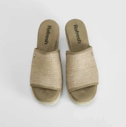 Outlet Sandalia cuña pala rafia taupe Mujer Sandalias Cuña