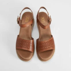 New Sandalia cuña perfos camel Mujer Sandalias Cuña
