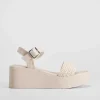Sandalia cuña plataforma beige Mujer Sandalias Plataforma|Sandalias Cuña