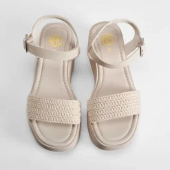 Sandalia cuña plataforma beige Mujer Sandalias Plataforma|Sandalias Cuña