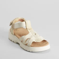 Best Sandalia cuña tiras beige Mujer Sandalias Cuña|Sandalias Confort