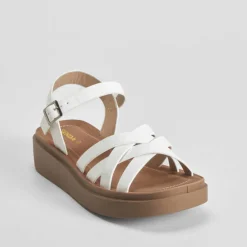 Hot Sandalia cuña tiras blanca Mujer Sandalias Cuña