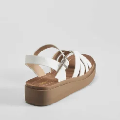 Hot Sandalia cuña tiras blanca Mujer Sandalias Cuña