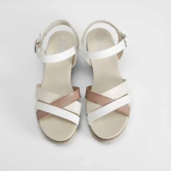 Discount Sandalia cuña tiras blanca Mujer Sandalias Cuña