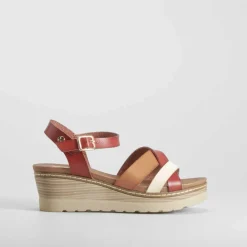 Clearance Sandalia cuña tiras camel REFRESH Mujer Sandalias Cuña