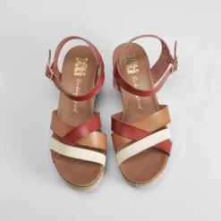 Clearance Sandalia cuña tiras camel REFRESH Mujer Sandalias Cuña
