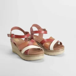 Clearance Sandalia cuña tiras camel REFRESH Mujer Sandalias Cuña