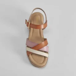 Clearance Sandalia cuña tiras multicolor Mujer Sandalias Cuña