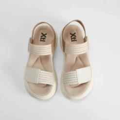 Clearance Sandalia cuña tiras perfos beige Mujer Sandalias Cuña