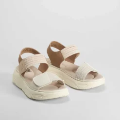 Clearance Sandalia cuña tiras perfos beige Mujer Sandalias Cuña