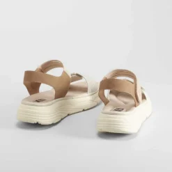 Clearance Sandalia cuña tiras perfos beige Mujer Sandalias Cuña