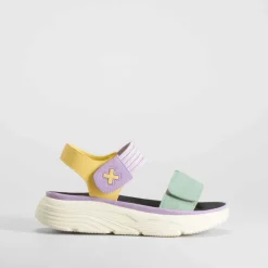 Sandalia cuña tiras perfos multicolor Mujer Sandalias Cuña|Sandalias Planas