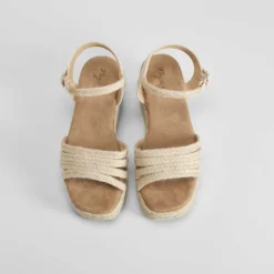 Best Sandalia cuña yute beige Mujer Sandalias Cuña