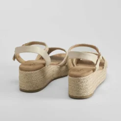 Best Sandalia cuña yute beige Mujer Sandalias Cuña