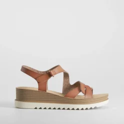 Outlet Sandalia de cuña marrón Mujer Sandalias Cuña