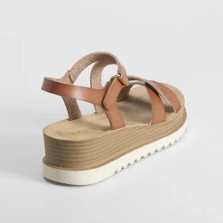 Outlet Sandalia de cuña marrón Mujer Sandalias Cuña