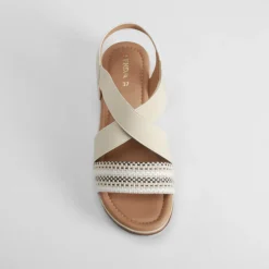 Clearance Sandalia de cuña rafia blanca Mujer Sandalias Cuña