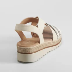 Clearance Sandalia de cuña rafia blanca Mujer Sandalias Cuña