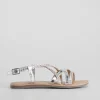 Outlet Sandalia de piel cruce trenzada plata OH GIRL Sandalias