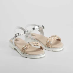 New Sandalia de piel pala trenzada plata OH GIRL Sandalias