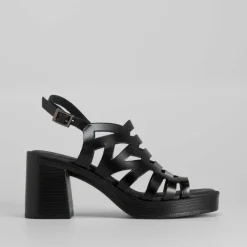 Hot Sandalia de tacón troquelada piel Mujer Sandalias Tacón