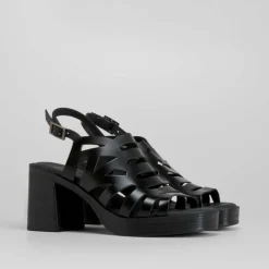 Hot Sandalia de tacón troquelada piel Mujer Sandalias Tacón