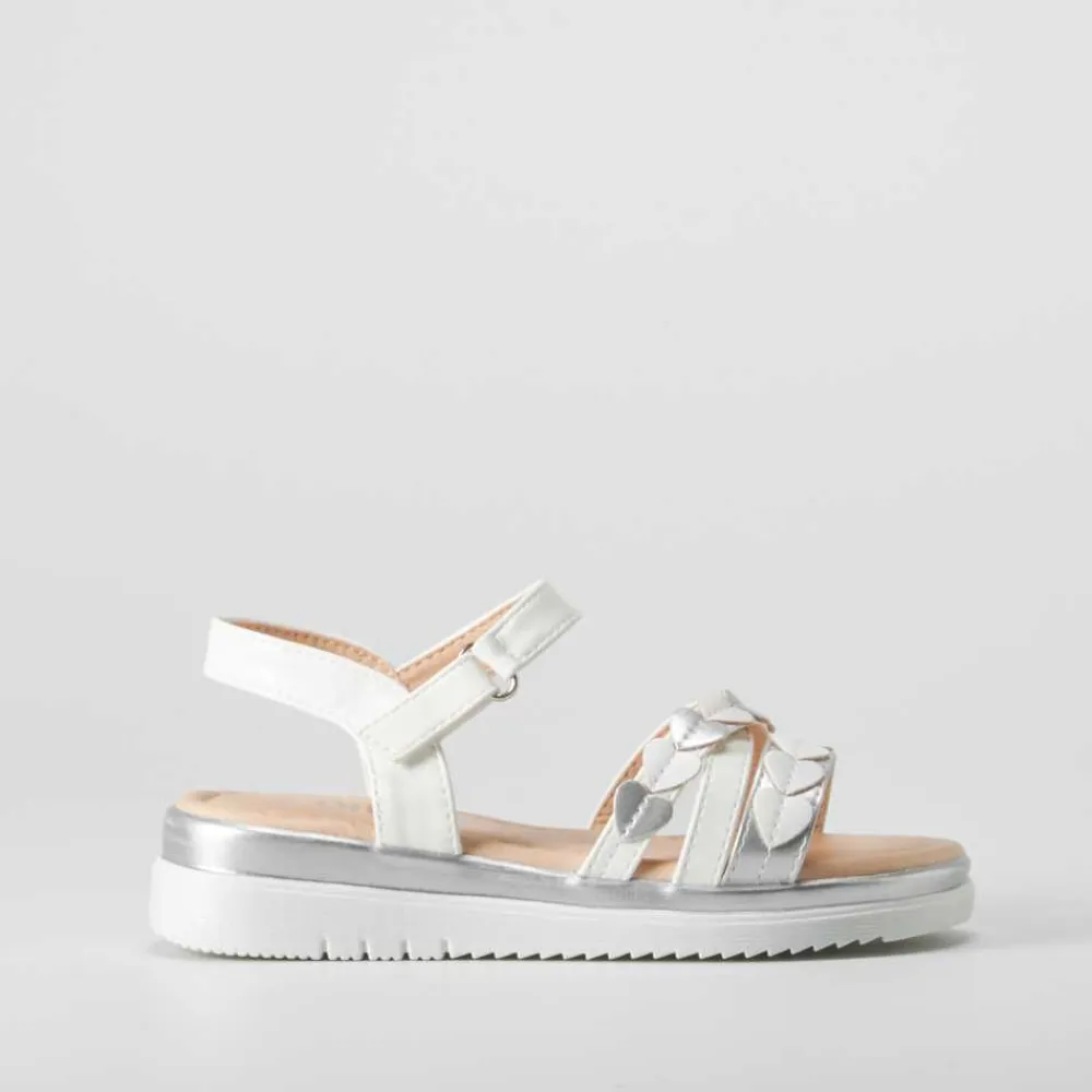 Sale Sandalia de tiras con corazones blanca OH GIRL Sandalias