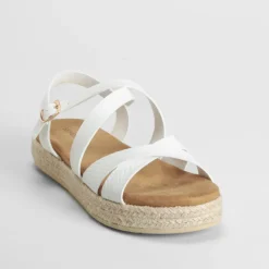 Online Sandalia de yute blanca Mujer Sandalias Planas|Espartos