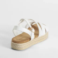 Online Sandalia de yute blanca Mujer Sandalias Planas|Espartos