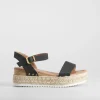 Discount Sandalia de yute y madera negra Mujer Sandalias Cuña