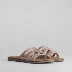 Best Sandalia destalonada strass de PICCOLA PIU Mujer Sandalias Planas