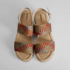 Sale Sandalia doble tira multicolor Mujer Sandalias Cuña