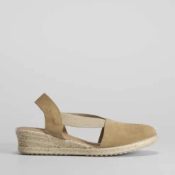 New Sandalia esparto piel elástico dorado Mujer Espartos|Sandalias Confort