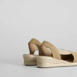 New Sandalia esparto piel elástico dorado Mujer Espartos|Sandalias Confort
