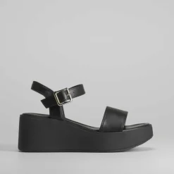 Best Sandalia monocolor cuña negra Mujer Sandalias Cuña