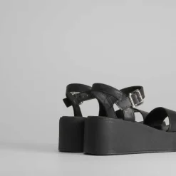 Best Sandalia monocolor cuña negra Mujer Sandalias Cuña