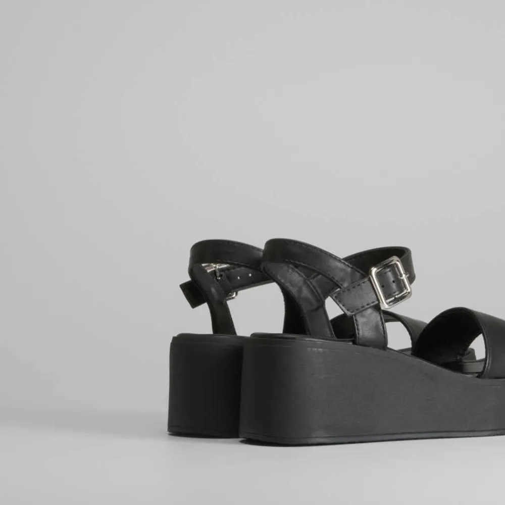 Best Sandalia monocolor cuña negra Mujer Sandalias Cuña