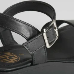 Best Sandalia monocolor cuña negra Mujer Sandalias Cuña