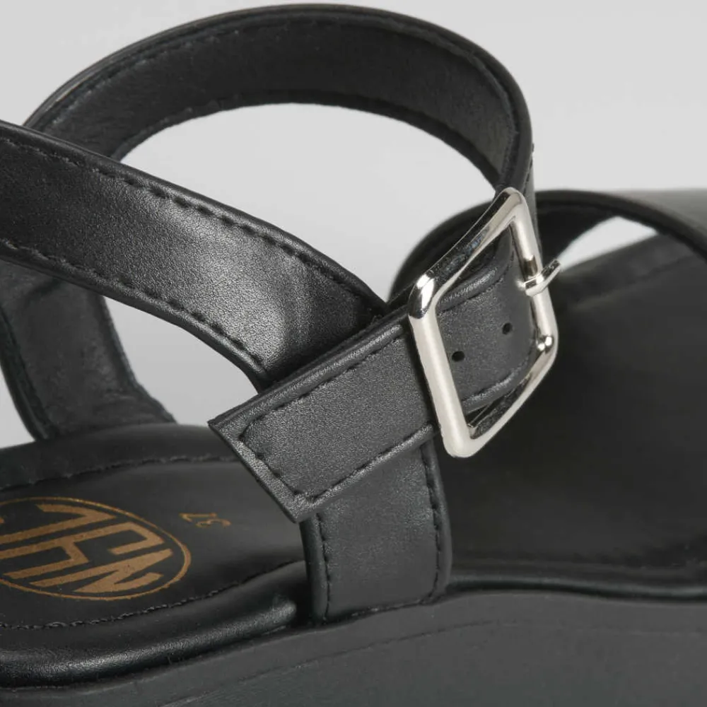 Best Sandalia monocolor cuña negra Mujer Sandalias Cuña