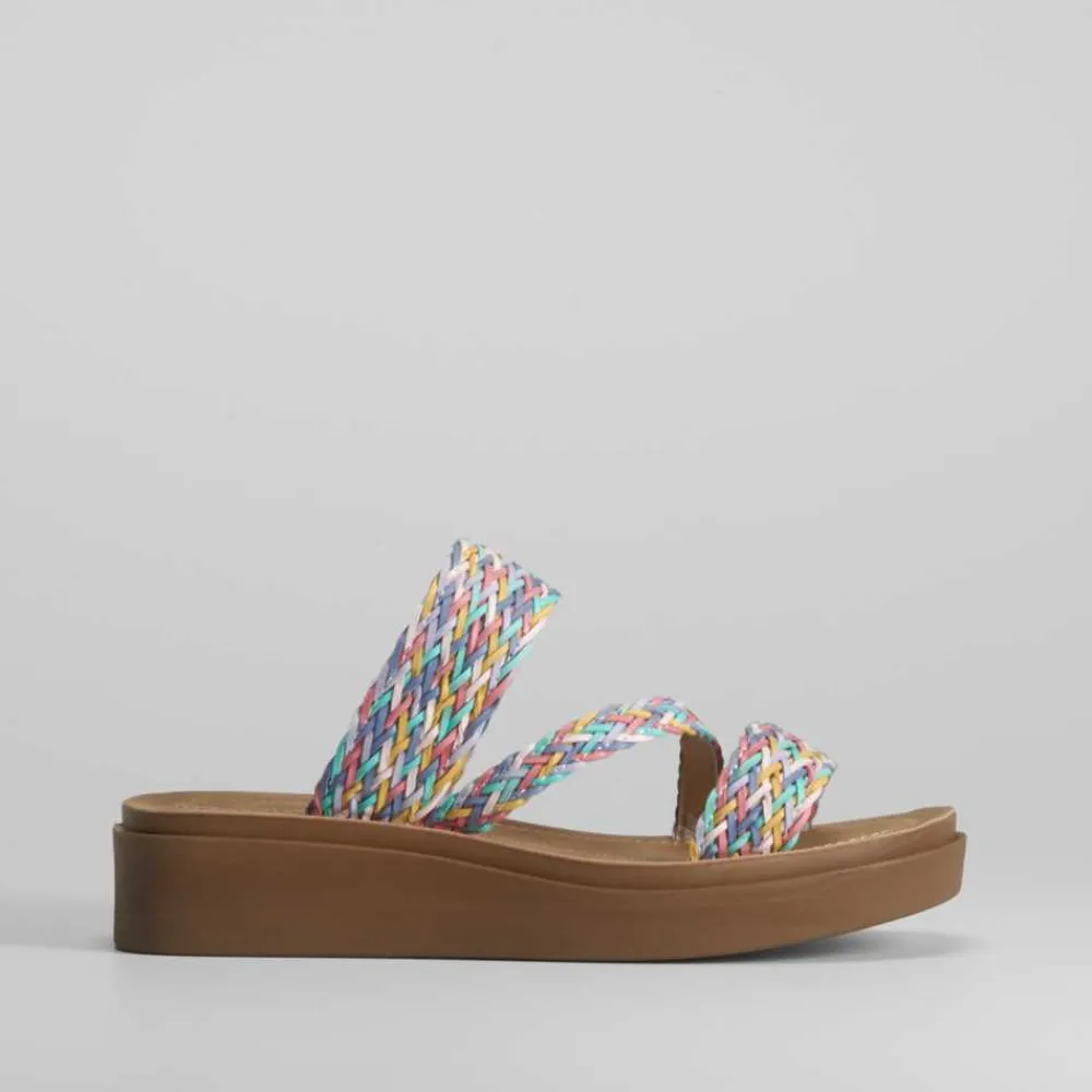 Sale Sandalia multicolor cuña destalonada de Mujer Sandalias Planas
