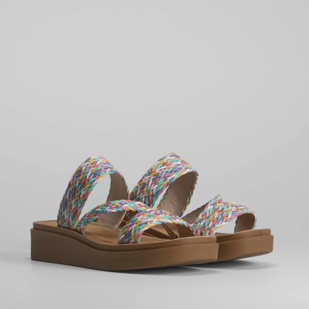 Sale Sandalia multicolor cuña destalonada de Mujer Sandalias Planas