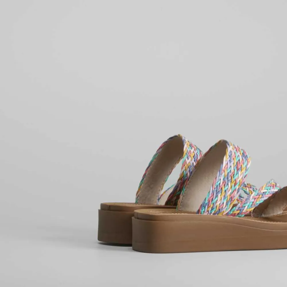 Sale Sandalia multicolor cuña destalonada de Mujer Sandalias Planas