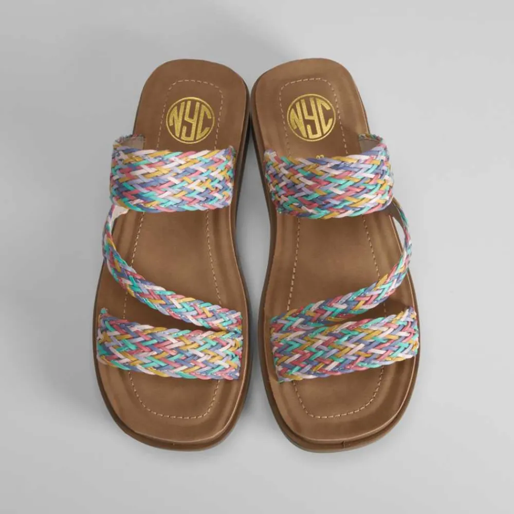 Sale Sandalia multicolor cuña destalonada de Mujer Sandalias Planas